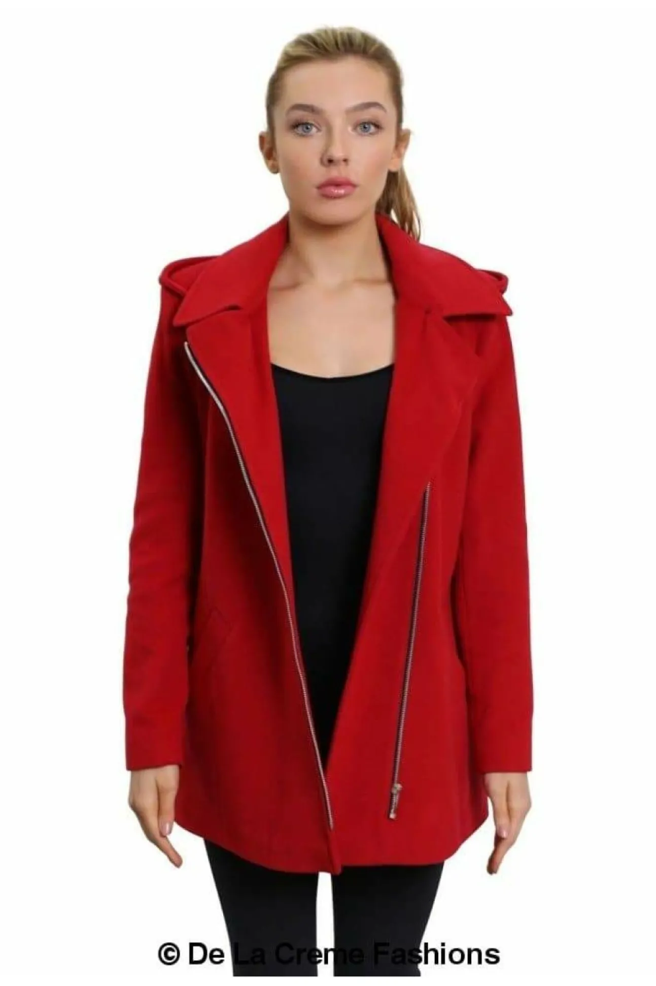 Women De La Creme Fashions Wool Blend Zip Up Hooded Coat