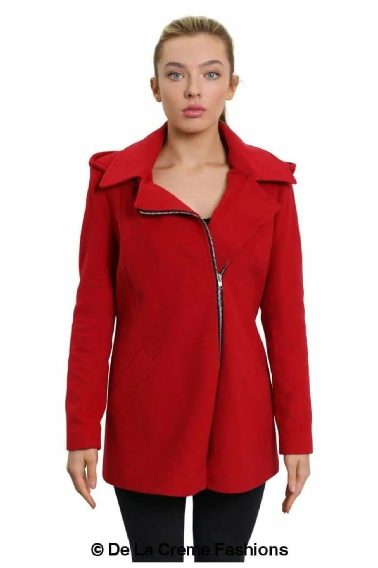 Women De La Creme Fashions Wool Blend Zip Up Hooded Coat