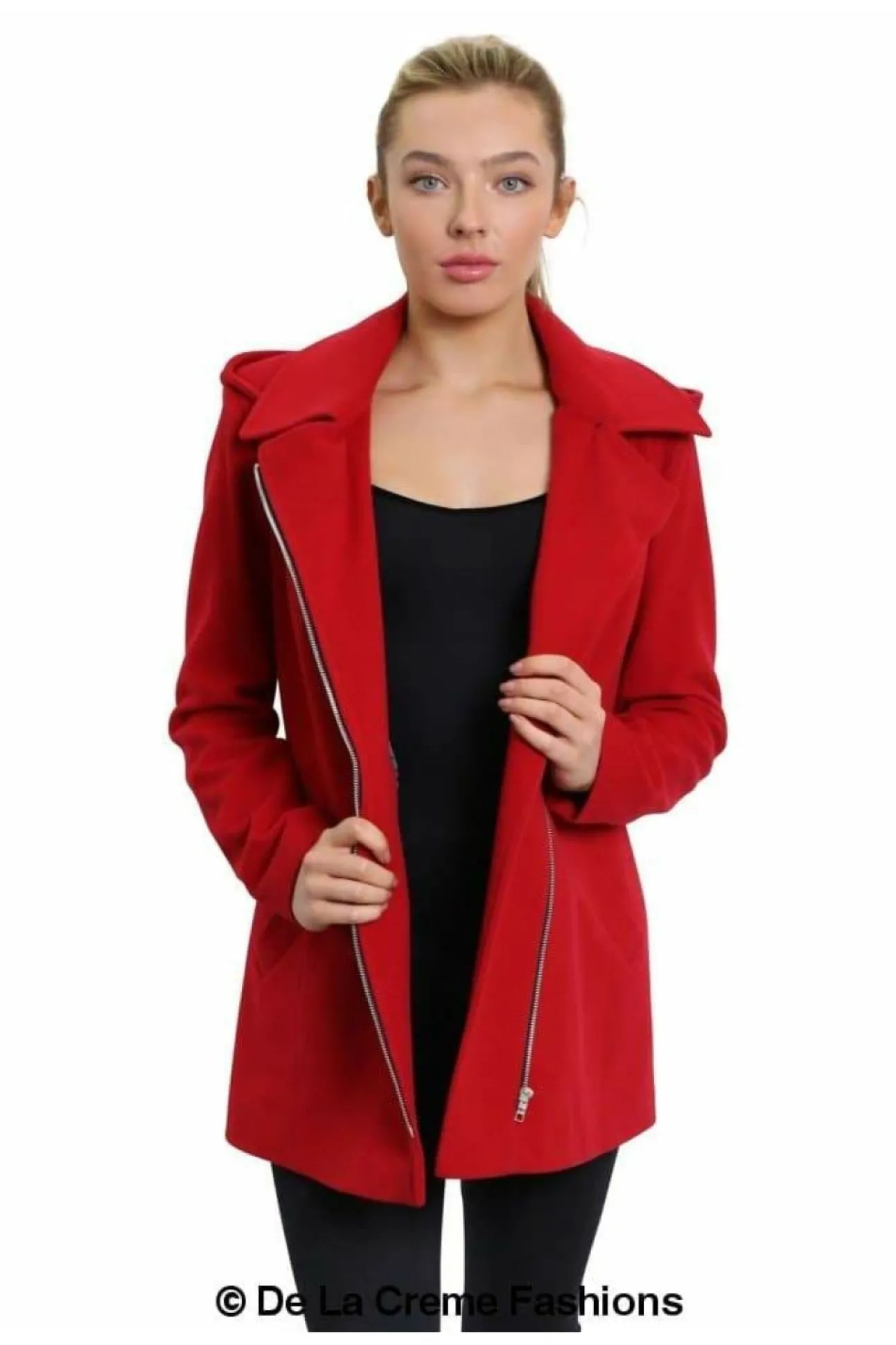 Women De La Creme Fashions Wool Blend Zip Up Hooded Coat