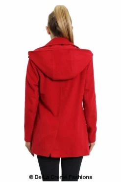 Women De La Creme Fashions Wool Blend Zip Up Hooded Coat