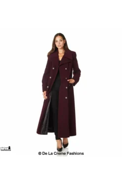 Women De La Creme Fashions Wool Blend Double Breasted Maxi Coat