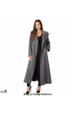 Women De La Creme Fashions Wool Blend Double Breasted Maxi Coat