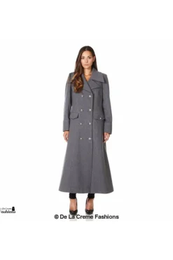 Women De La Creme Fashions Wool Blend Double Breasted Maxi Coat