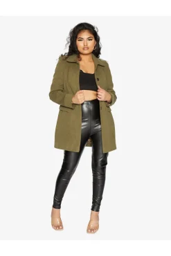 Women De La Creme Fashions Wool Blend Hip Length Covert Coat