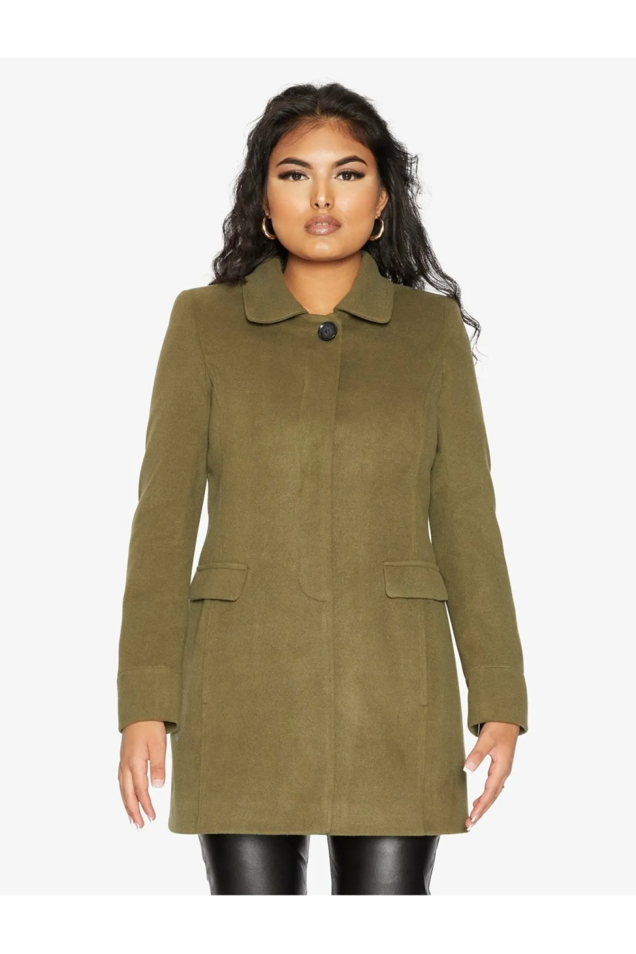 Women De La Creme Fashions Wool Blend Hip Length Covert Coat