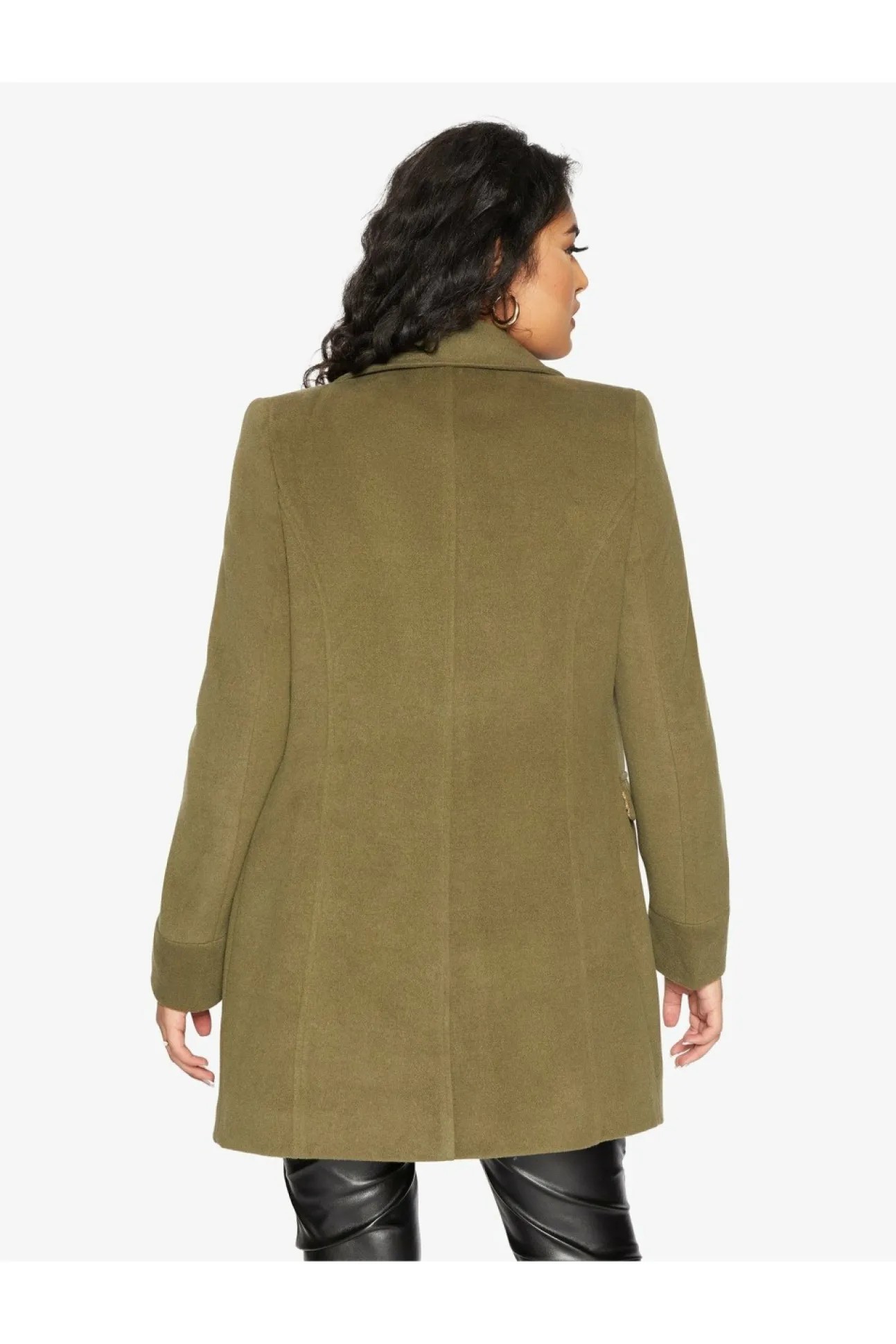Women De La Creme Fashions Wool Blend Hip Length Covert Coat
