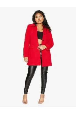 Women De La Creme Fashions Wool Blend Hip Length Covert Coat