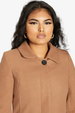 Women De La Creme Fashions Wool Blend Hip Length Covert Coat