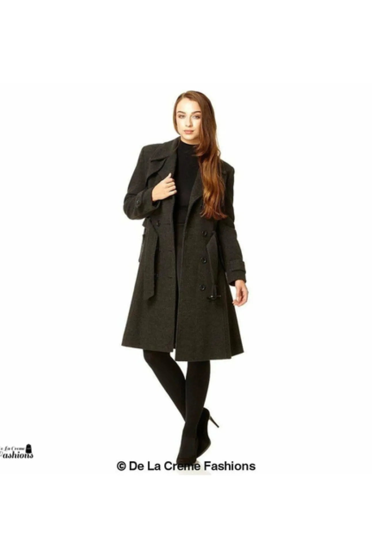 Women De La Creme Fashions Wool Blend Double Breasted Coat