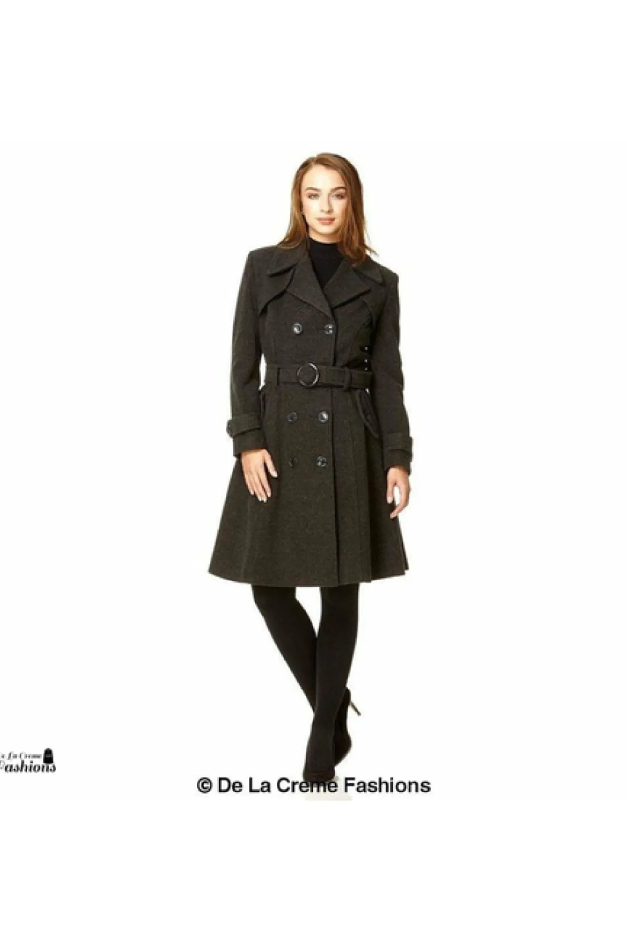 Women De La Creme Fashions Wool Blend Double Breasted Coat