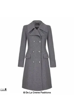 Women De La Creme Fashions Wool Blend Double Breasted Midi Coat