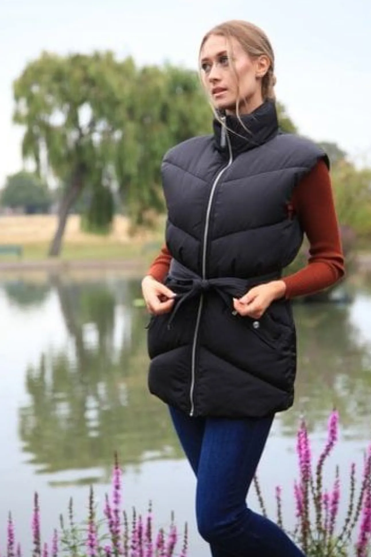 Women Double Second Belted Gilet Puffer