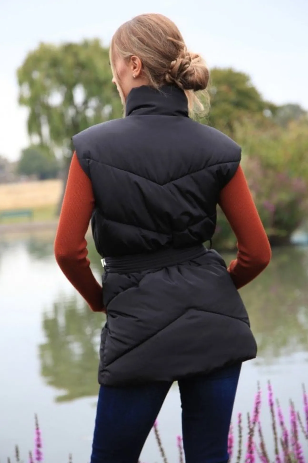 Women Double Second Belted Gilet Puffer