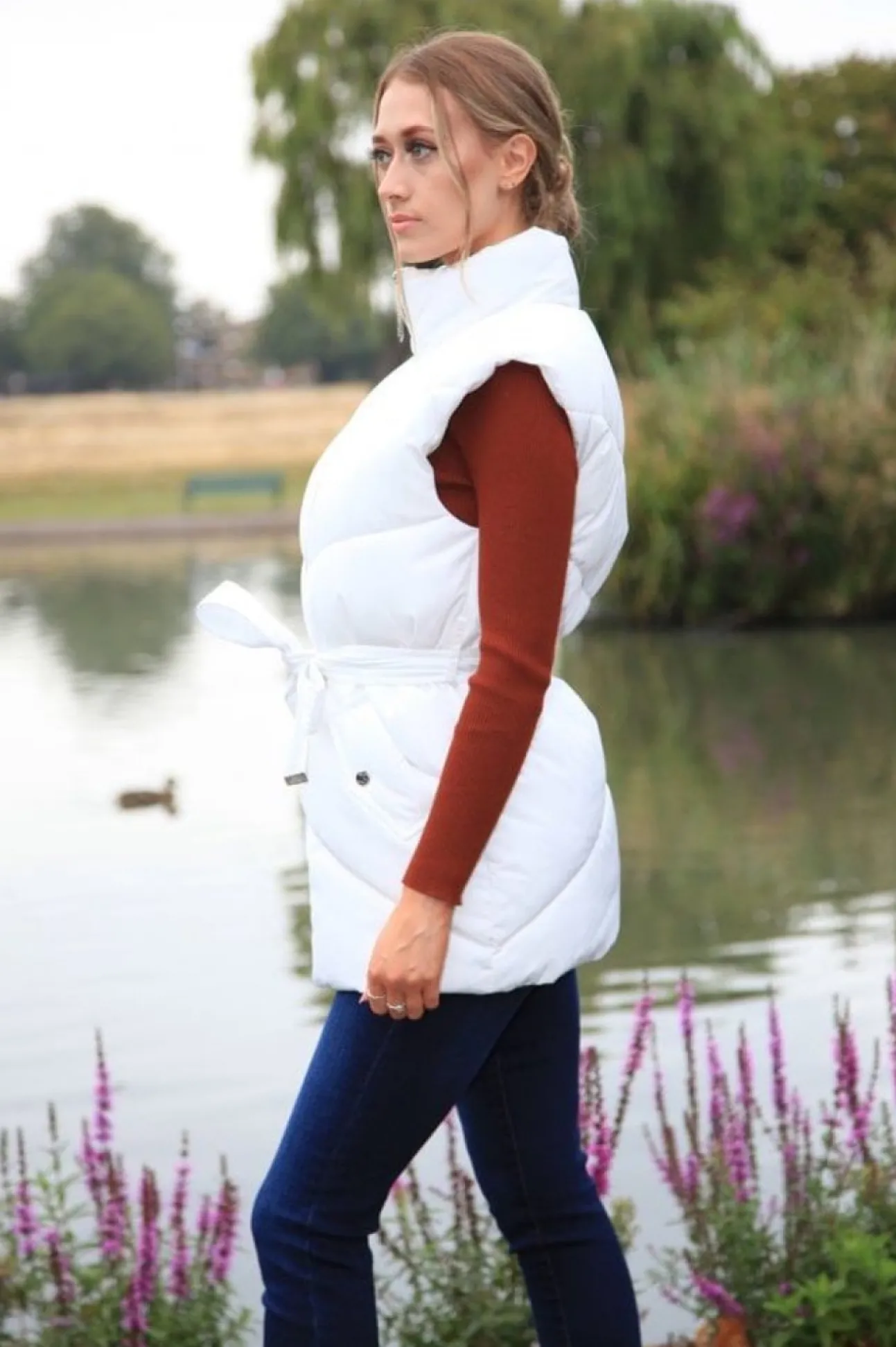 Women Double Second Belted Gilet Puffer