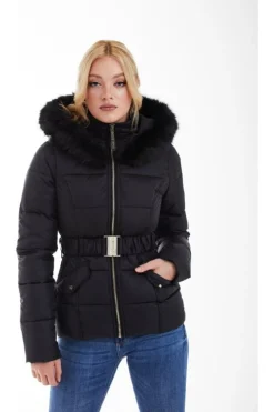 Women Double Second Belted Short Puffer
