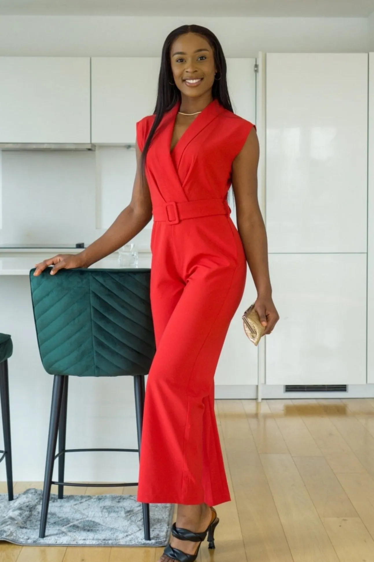 Women Double Second Belted Wrap Jumpsuit