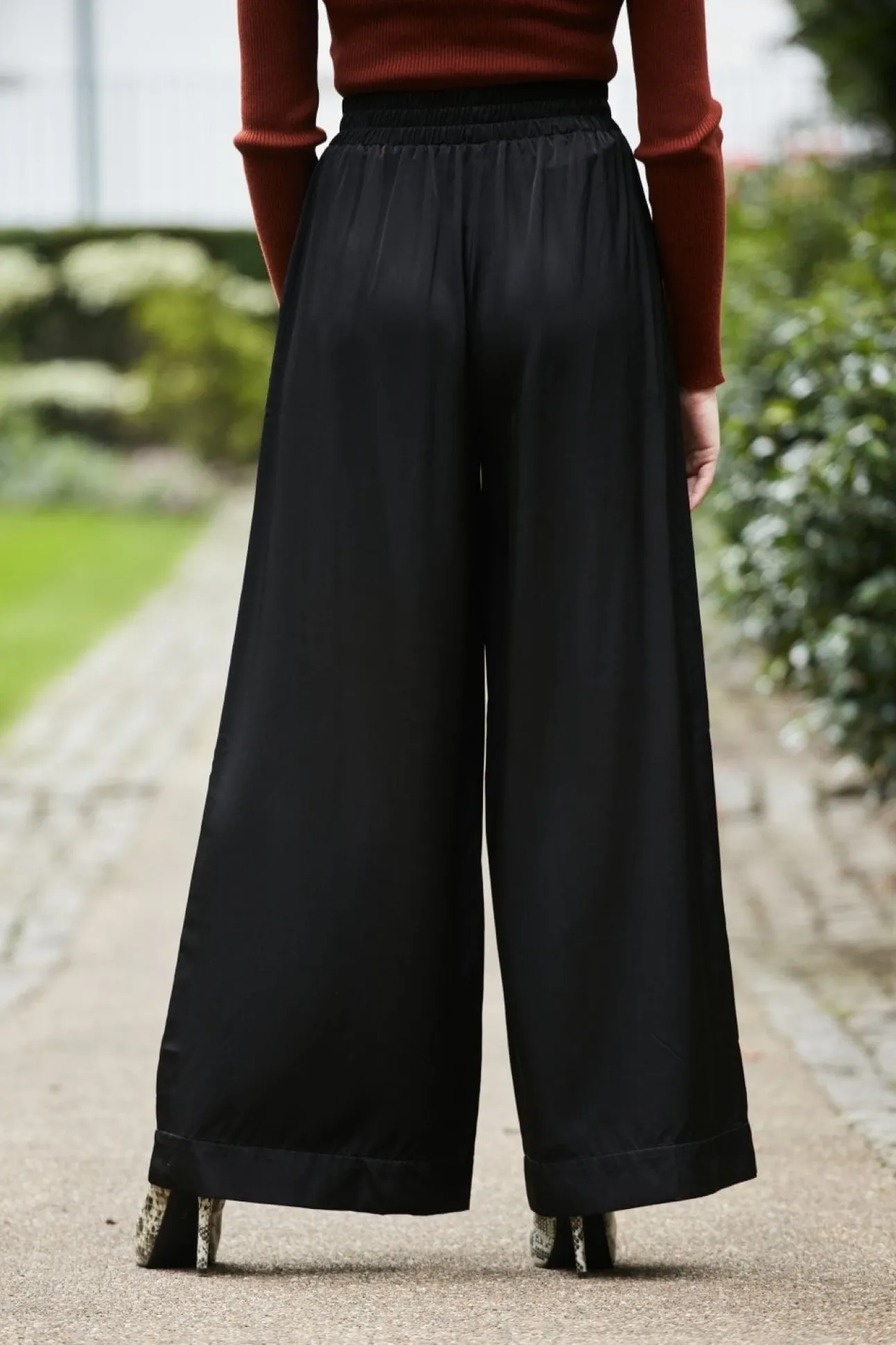 Women Double Second Black Lux Wide Leg Trousers