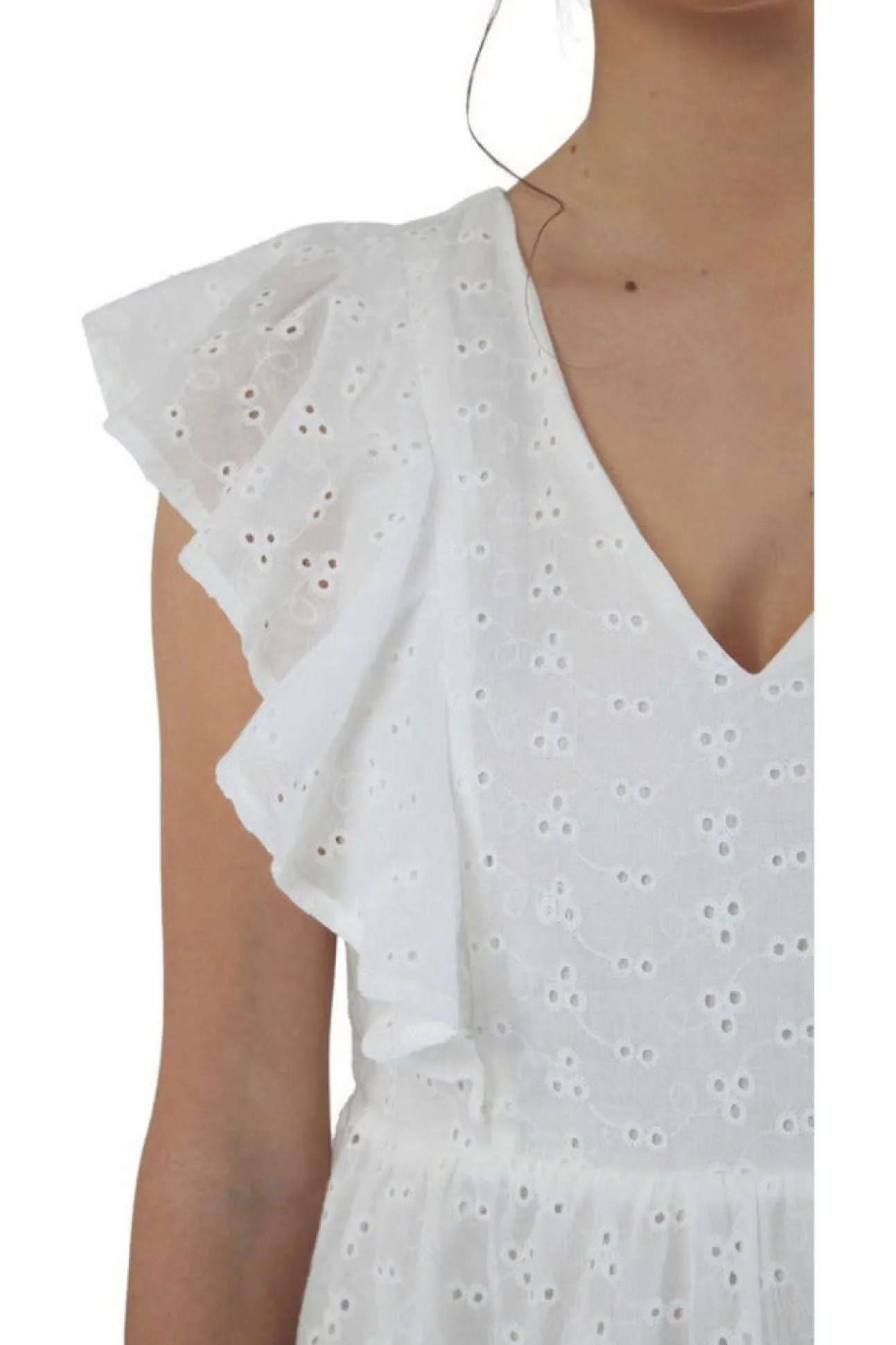 Women Double Second Broderie Frill Sleeve Tiered Dress