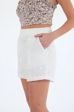 Women Double Second Broiderie Shorts