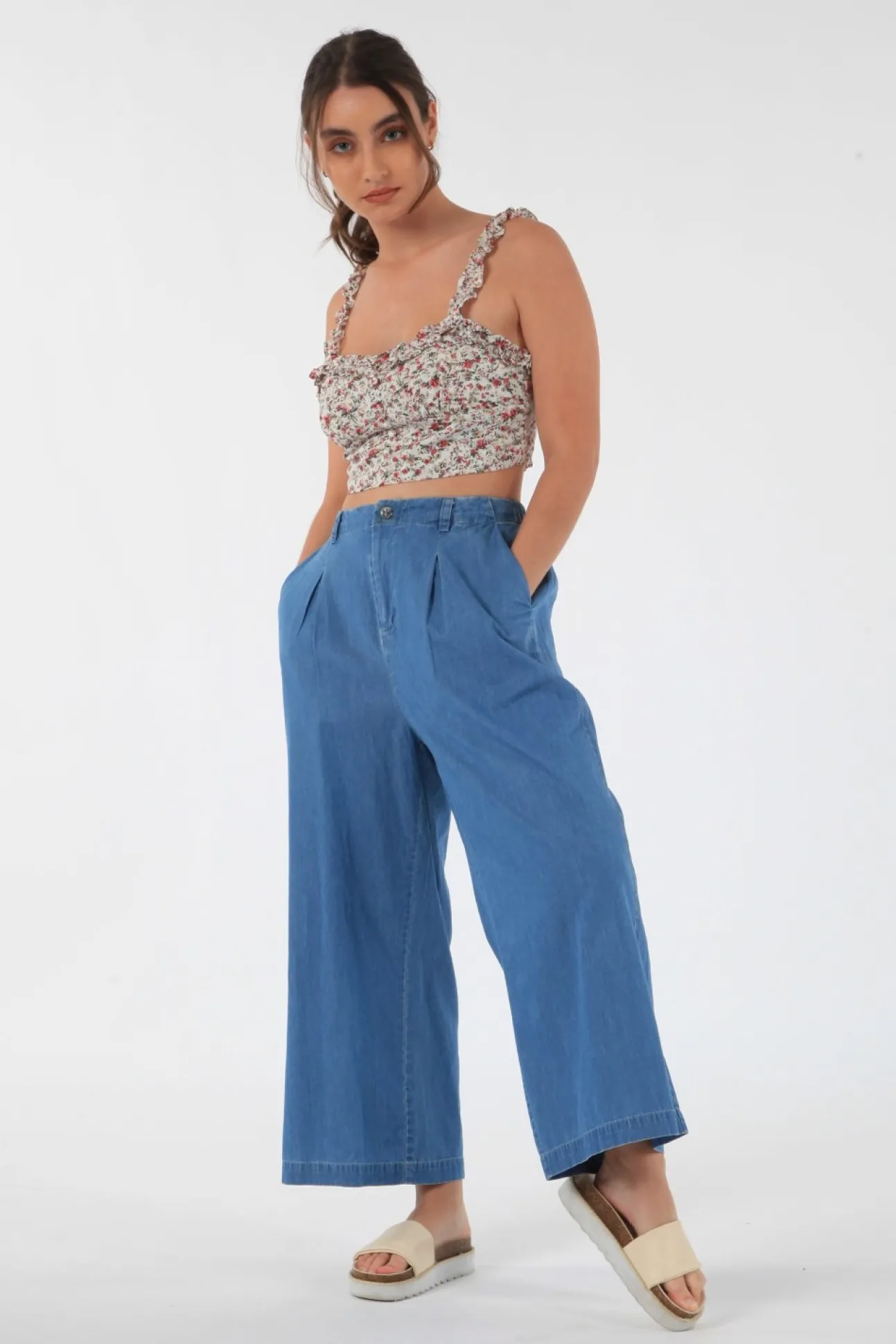 Women Double Second Chambray Pants