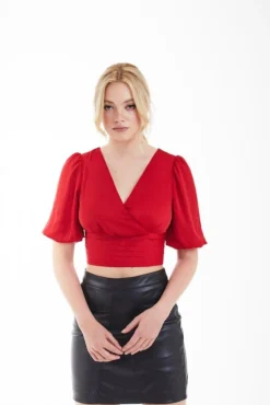 Women Double Second Cropped Wrapped Top