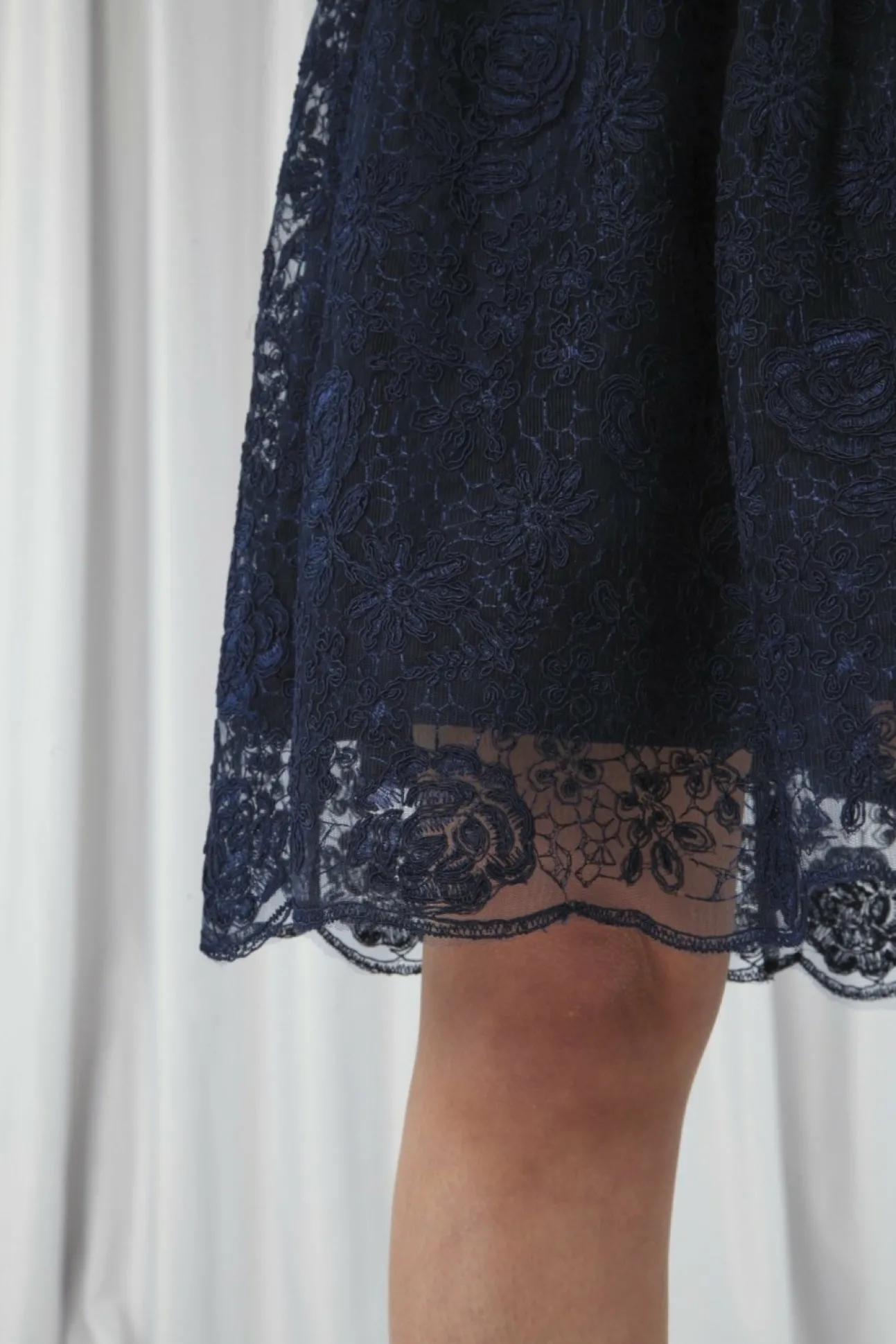 Women Double Second Embroidered Lace Skater Dress