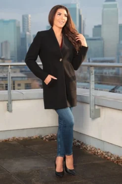 Women Double Second Faux Wool Notch Neck Coat