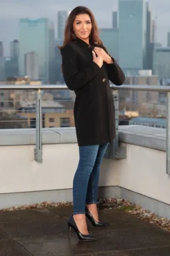 Women Double Second Faux Wool Notch Neck Coat