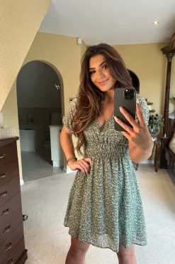 Women Double Second Floral Print Mini Dress