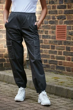 Women Double Second Grey Washed Cargo Trouser