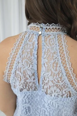 Women Double Second Halter Neck Lace Top