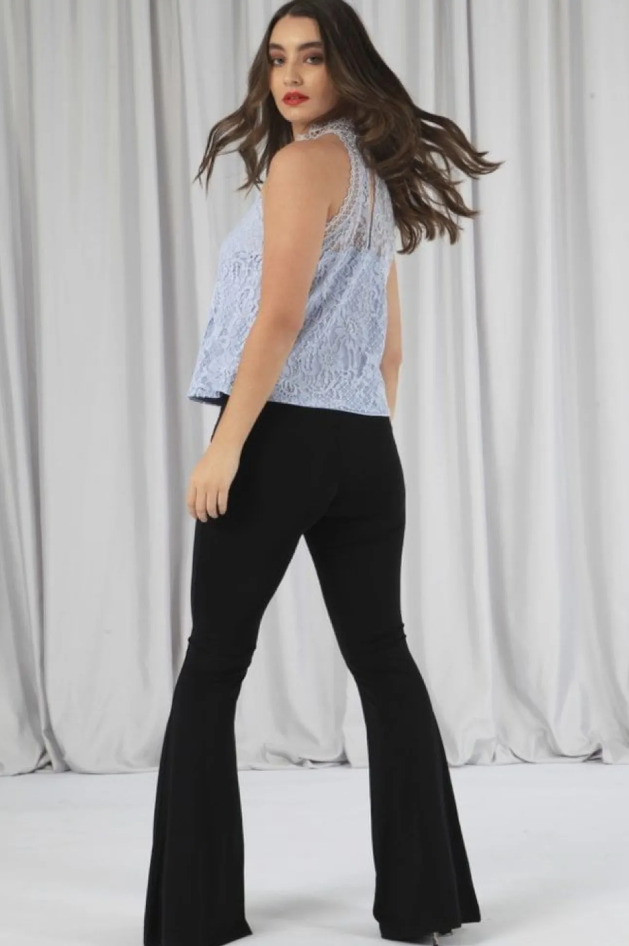 Women Double Second Halter Neck Lace Top