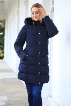 Women Double Second Long Puffer With Fur Collar