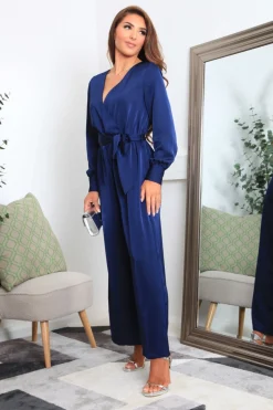 Women Double Second Lux Satin Wrap Jumpsuit