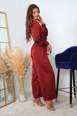 Women Double Second Lux Satin Wrap Jumpsuit