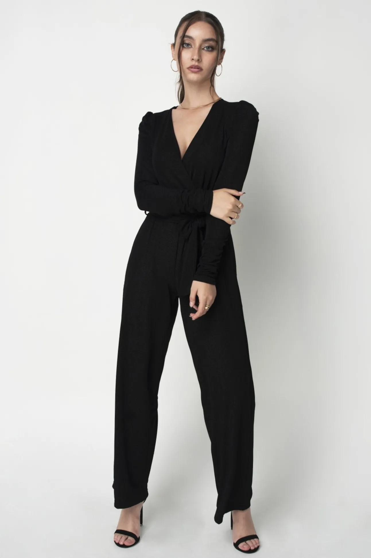 Women Double Second Metallic Stretch Jumpsuit