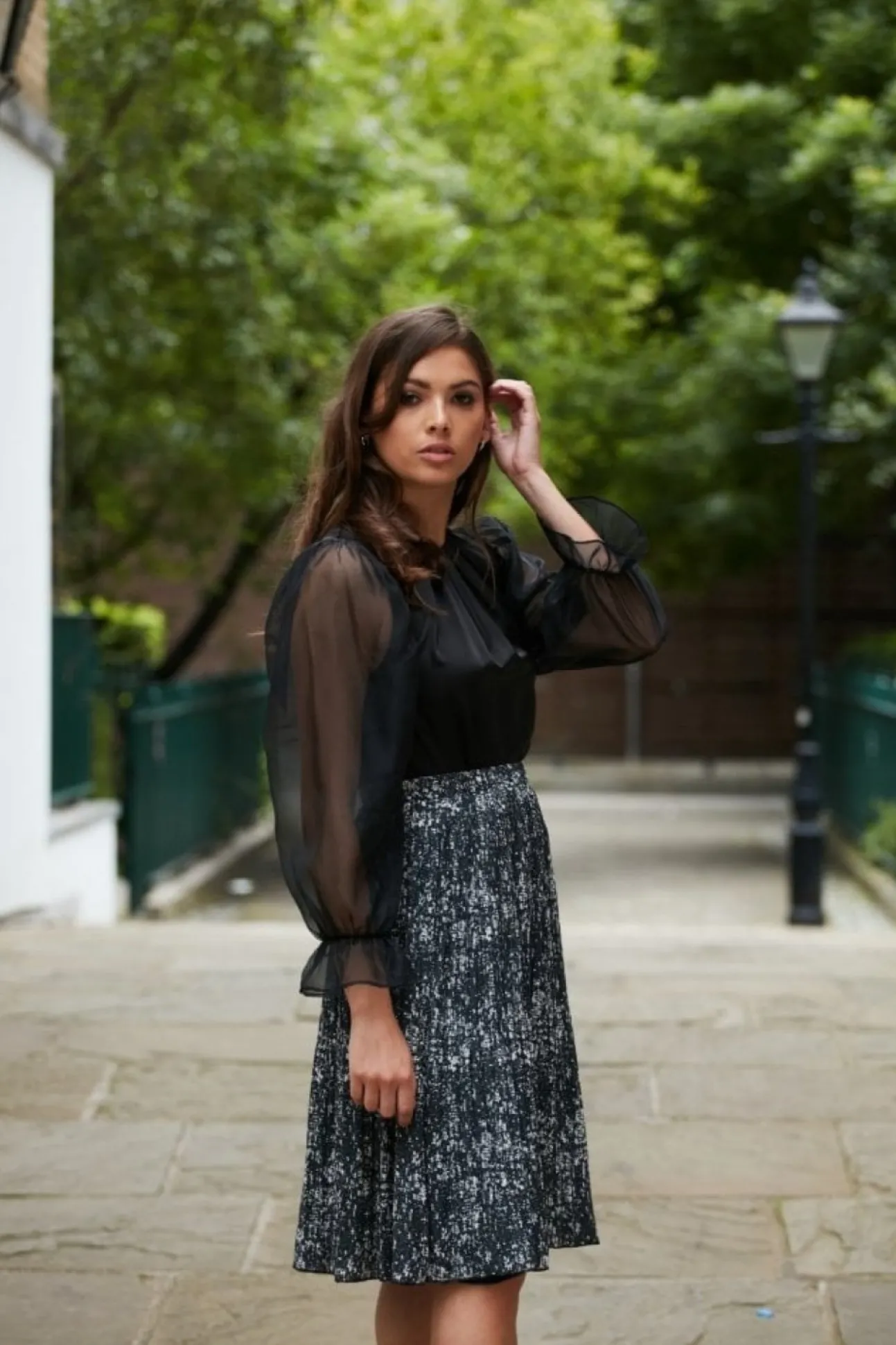 Women Double Second Mono Abstract Print Skirt