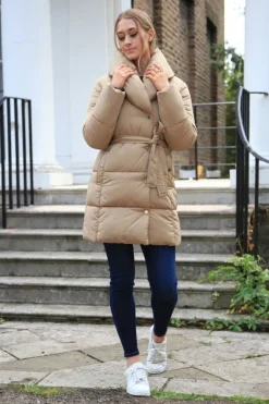 Women Double Second Padded Collar Wrap Puffer