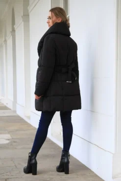 Women Double Second Padded Collar Wrap Puffer