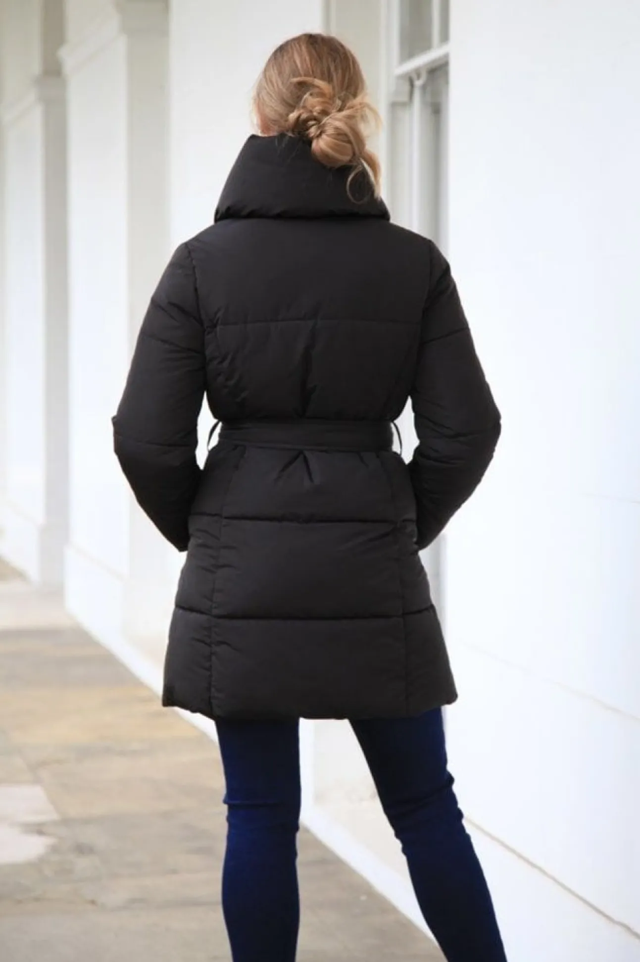 Women Double Second Padded Collar Wrap Puffer