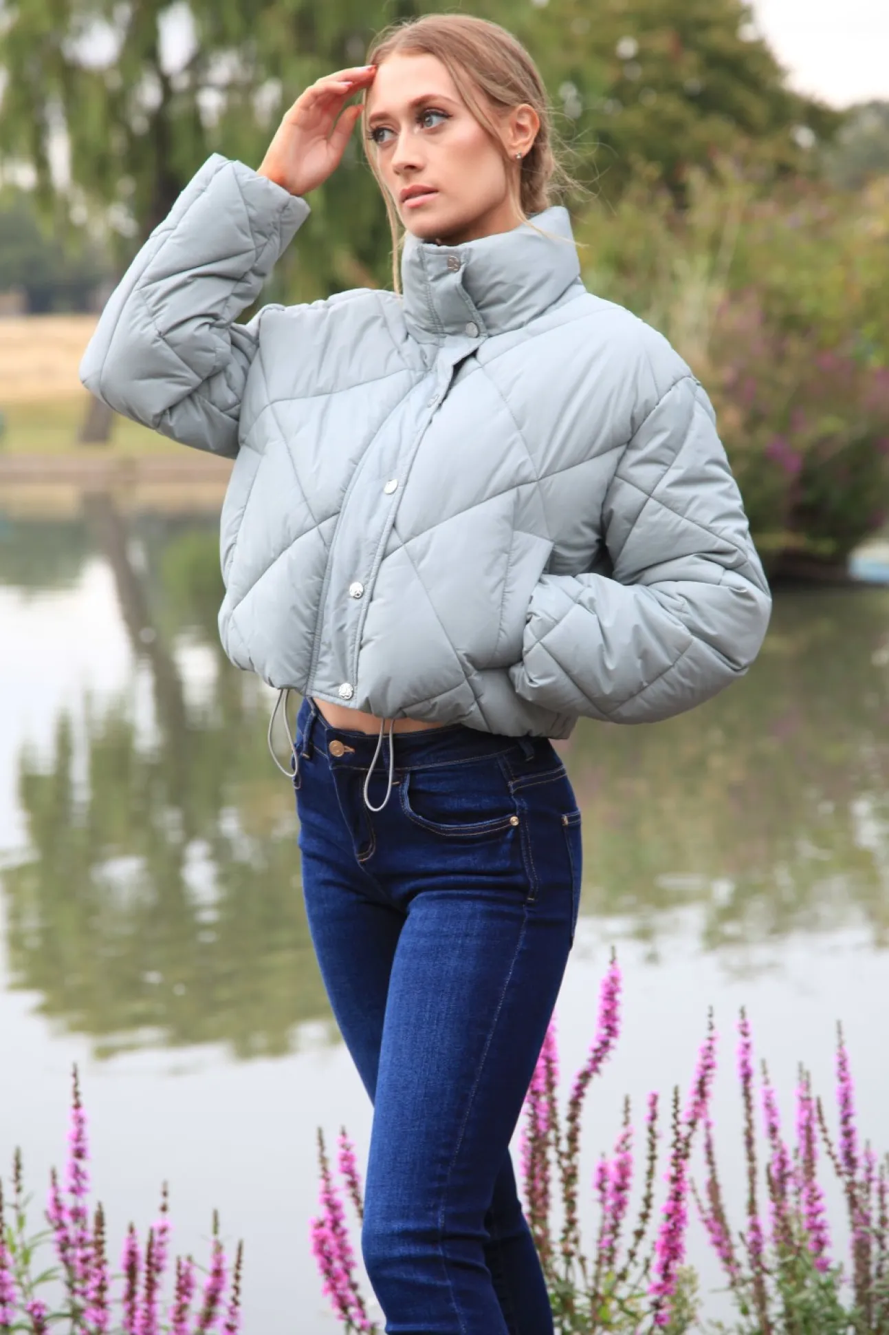 Women Double Second Quilted Cropped Jacket