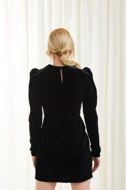 Women Double Second Shoulder Pad Velvet Dress