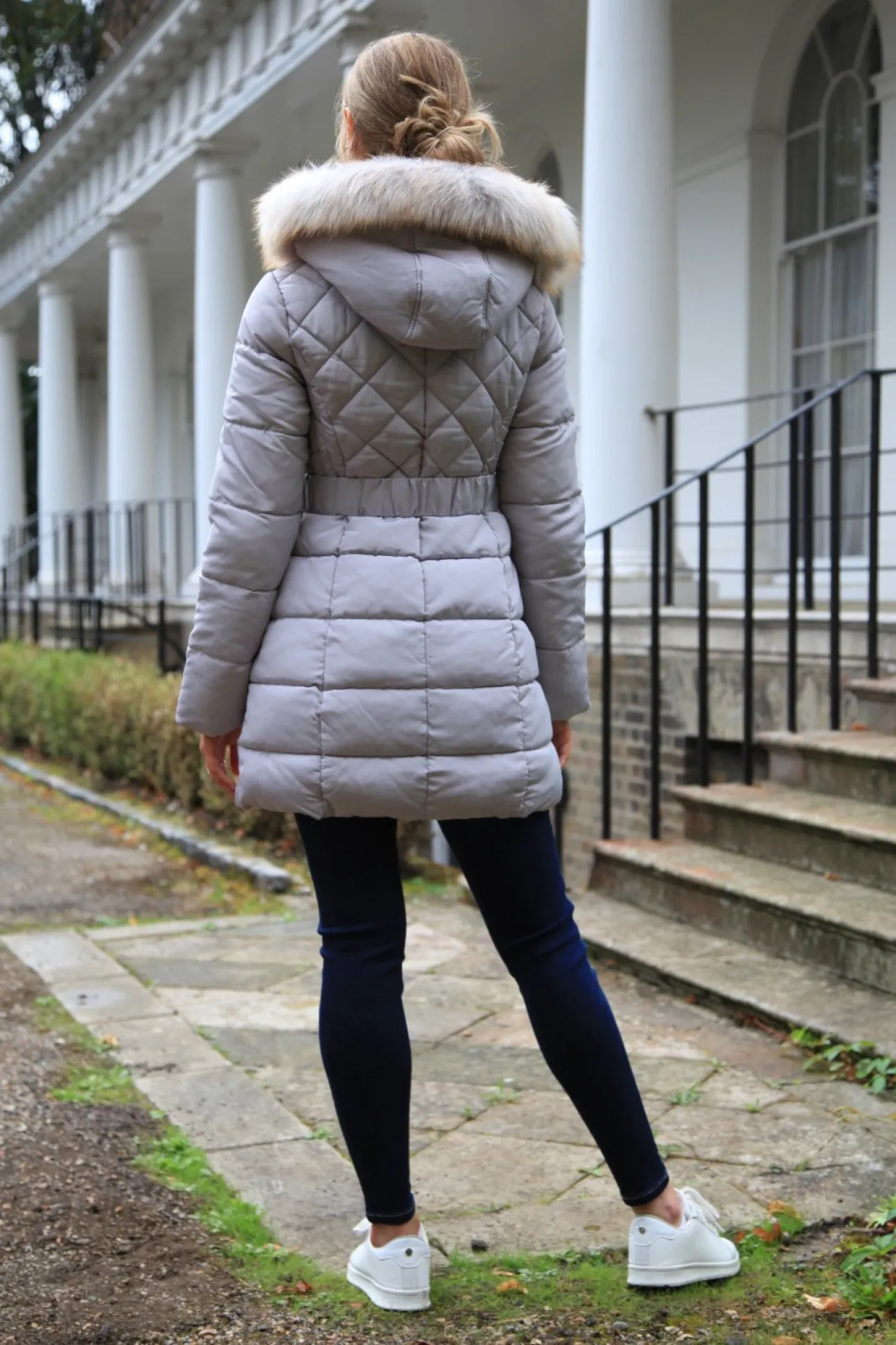 Women Double Second Silver Quilted Longline Puffer