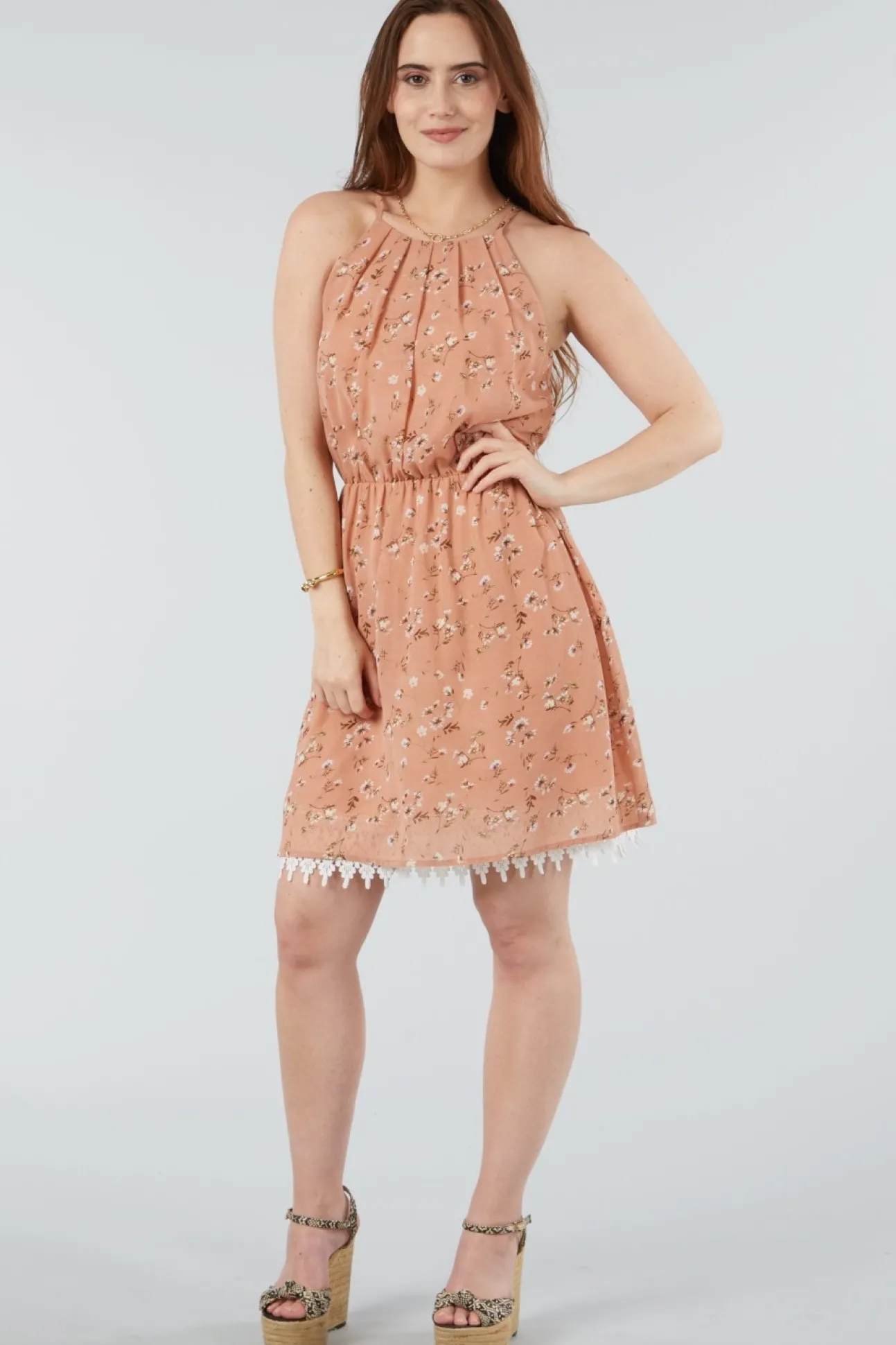 Women Double Second Summer Floral Sleevless Dress