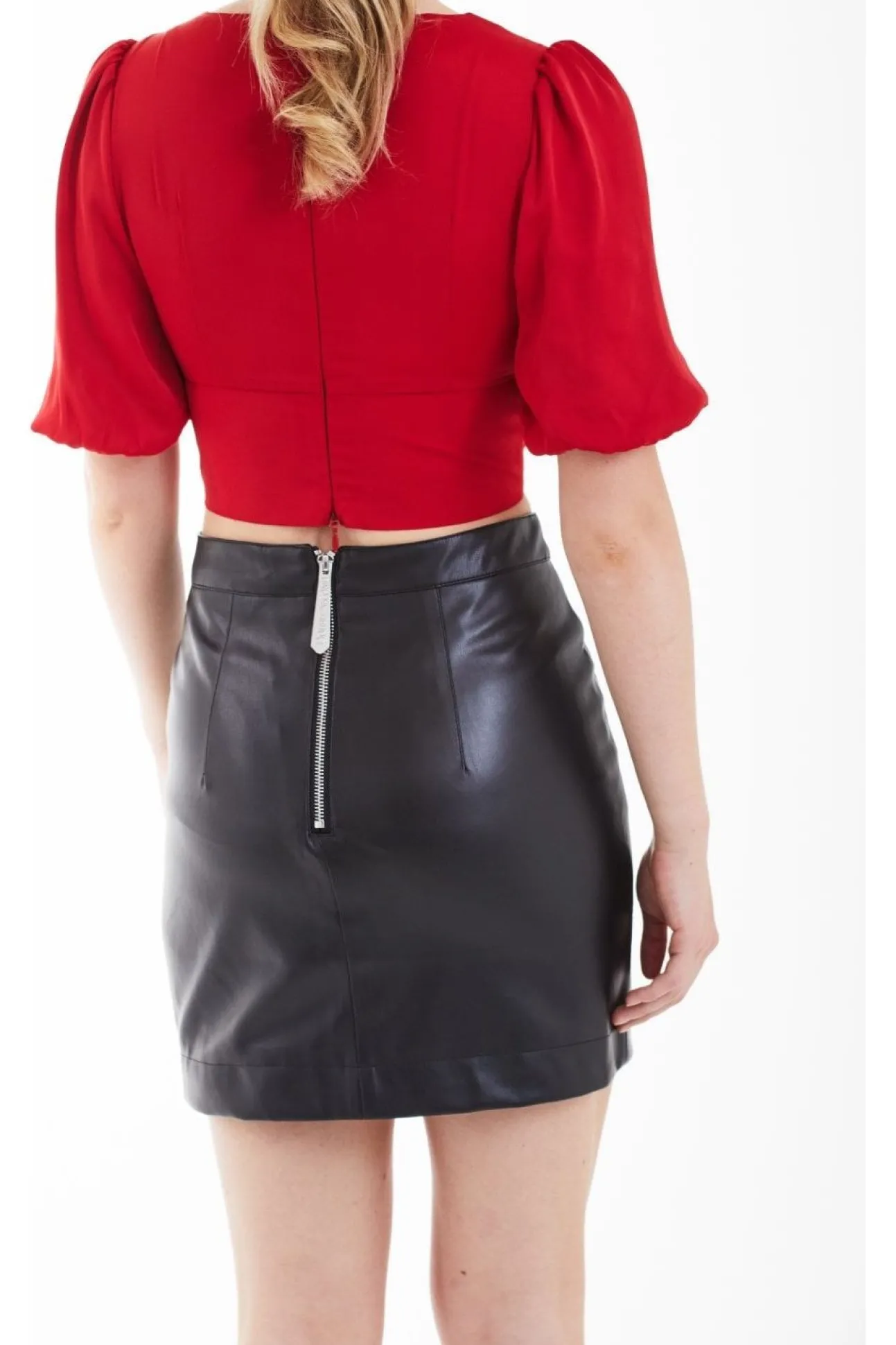 Women Double Second Vegan Leather Skirt