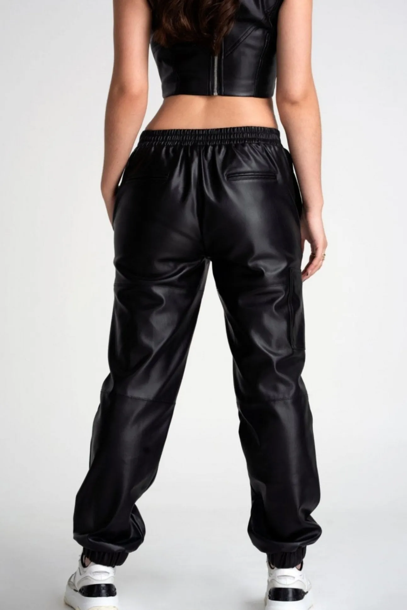 Women Double Second Vegan Leather Utility Trousers