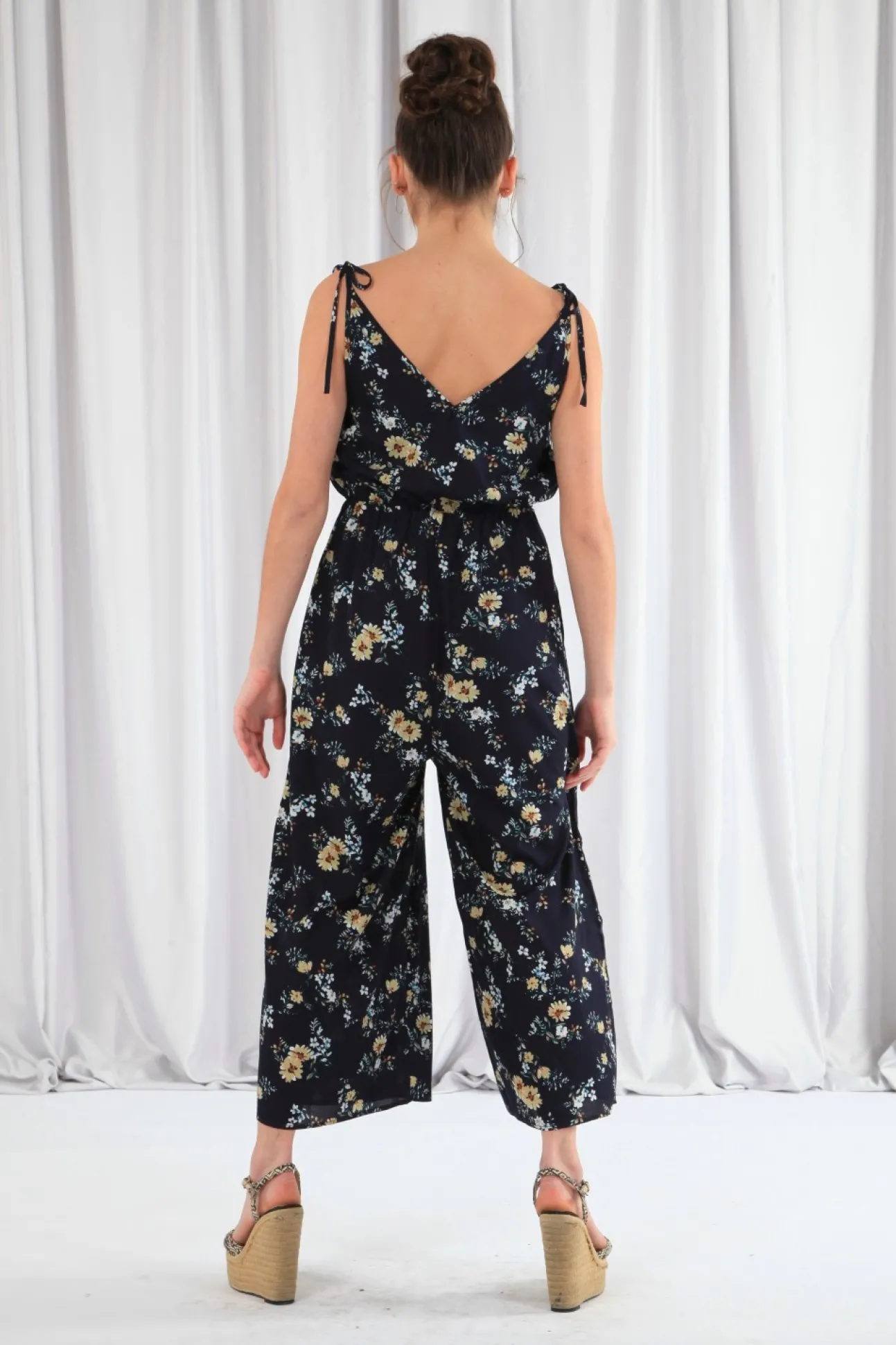 Women Double Second Wide Leg Jumpsuit With Frill Front