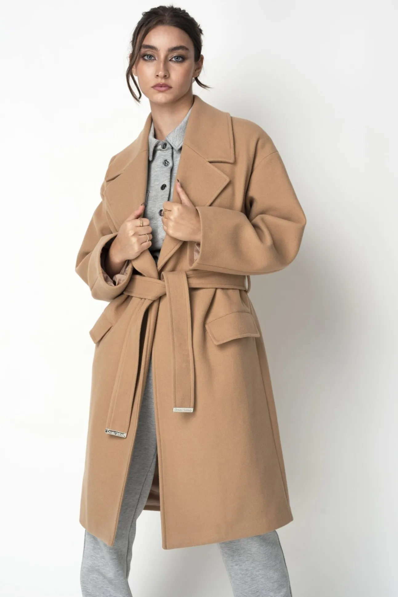 Women Double Second Wrap Collar Coat