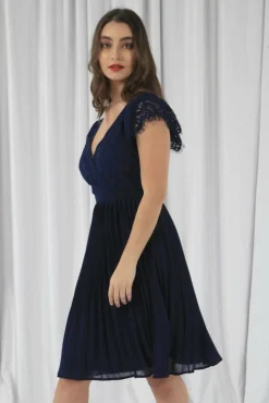 Women Double Second Wrap Lace Chiffon Dress