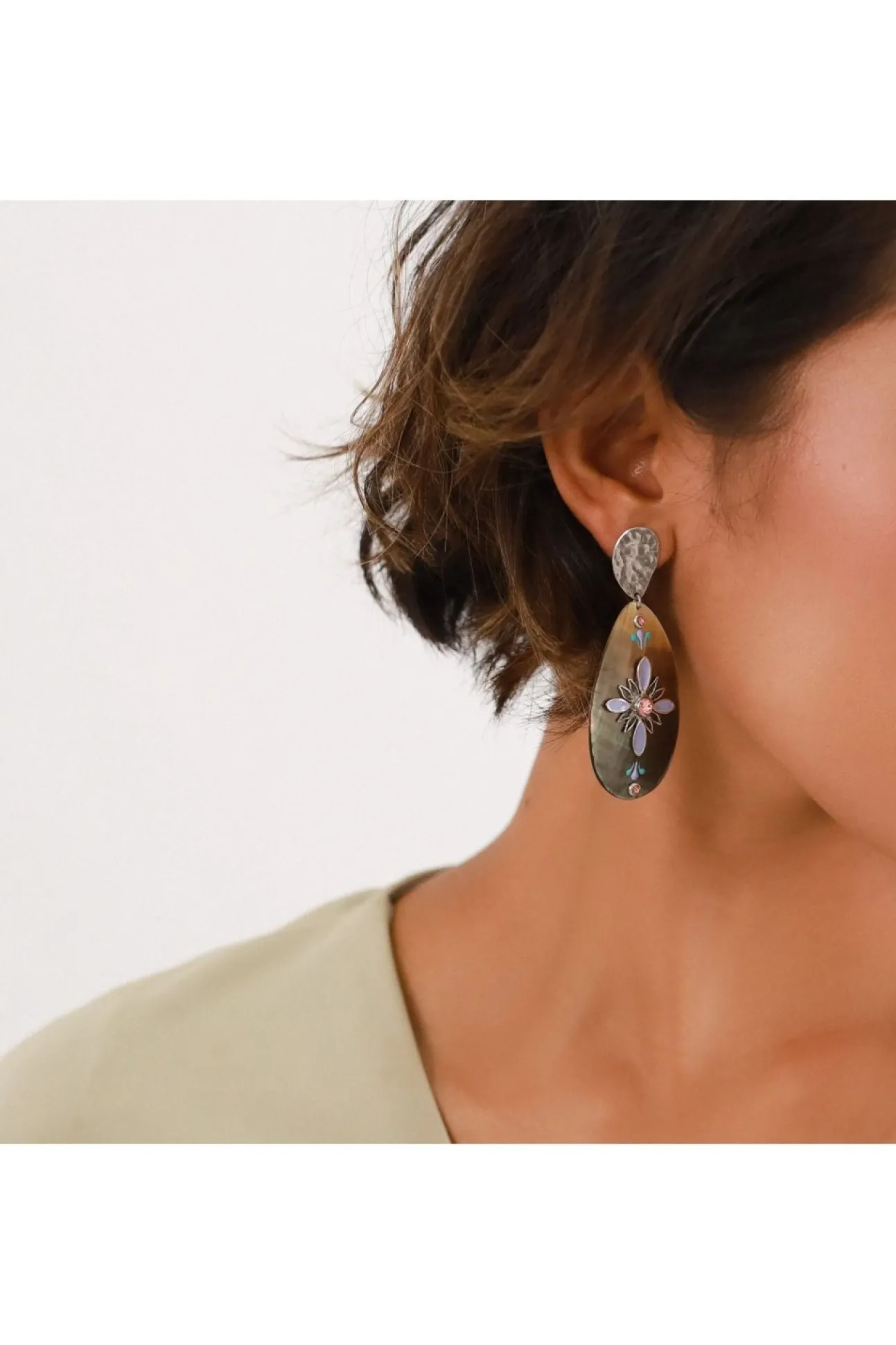 Women Elka London Dita Xl Brownlip Drop Post Earrings
